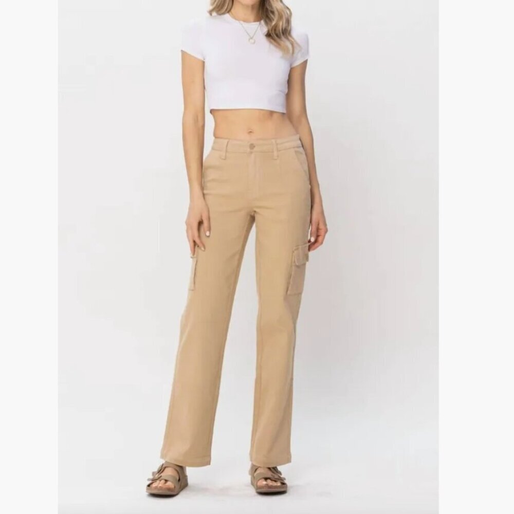 Judy Blue Cargo Khaki Straight Leg Pants Sz 31